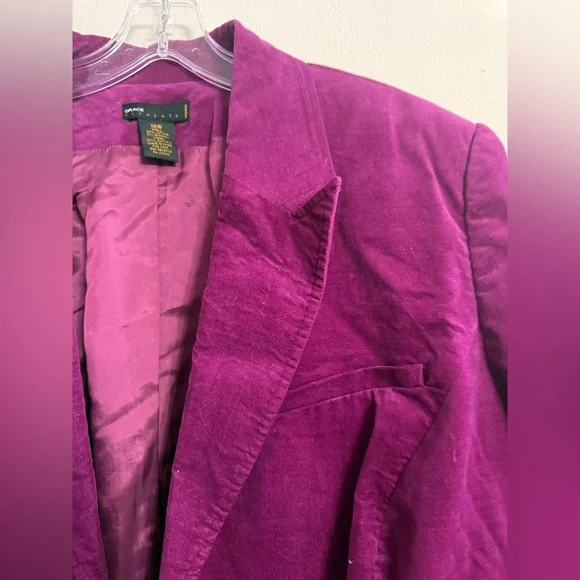 Grace Elements Magenta Pink Velvet Blazer Plus Women’s Size 18W - Picture 3 of 4